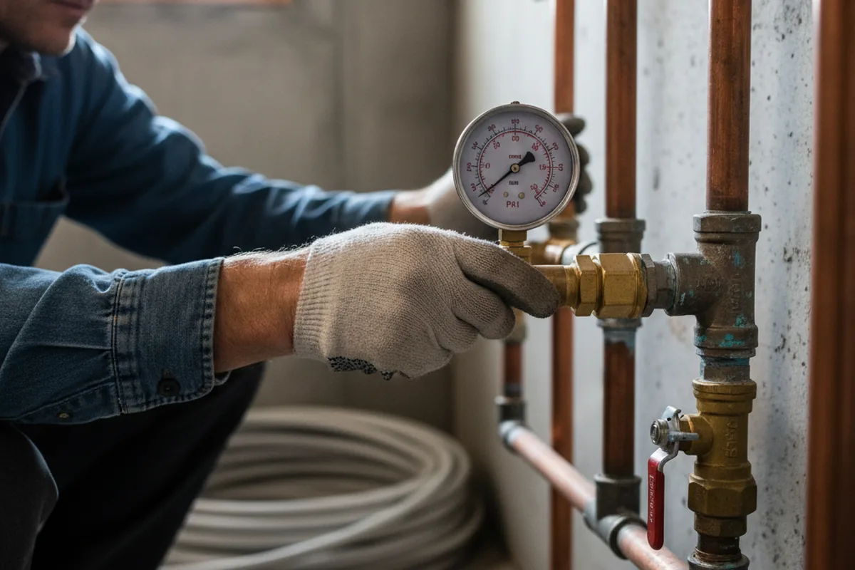 Pressure testing a repaired line during Water Line Repair in Briarcliff Manor